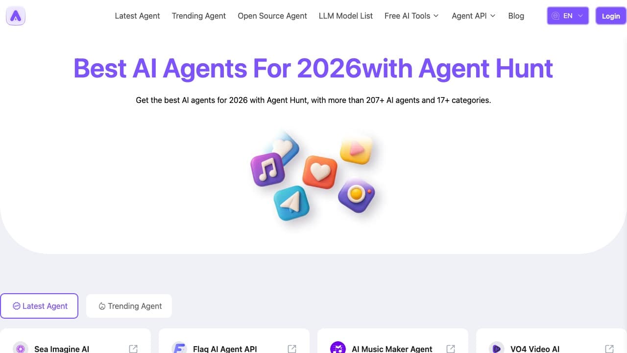 لقطة شاشة لموقع Agent Hunt