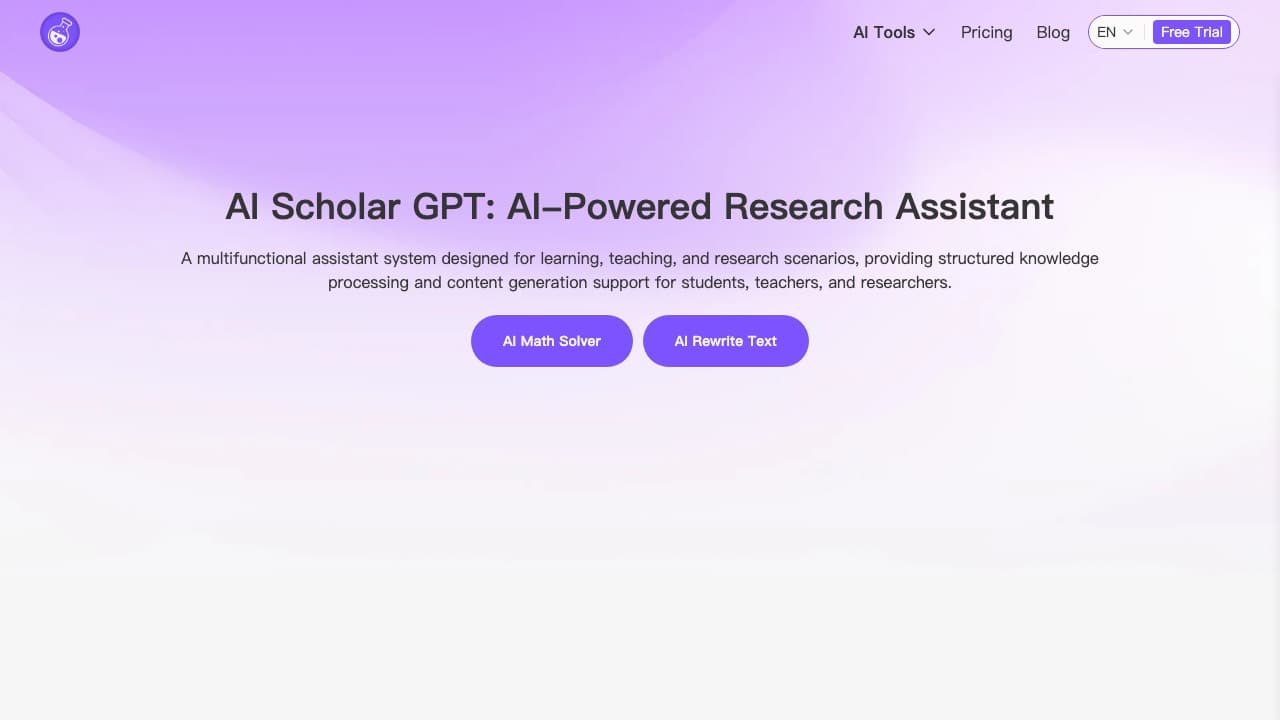 لقطة شاشة لموقع AI Scholar GPT