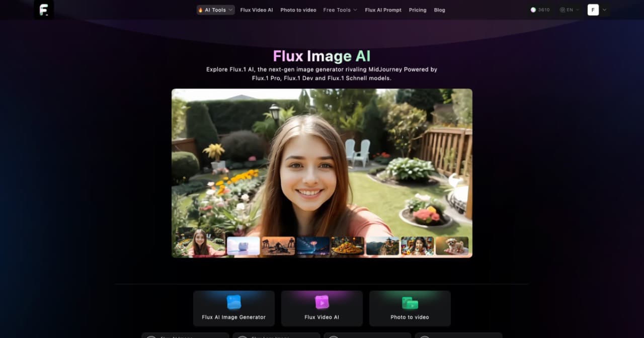 لقطة شاشة لموقع Flyne AI Image Generator