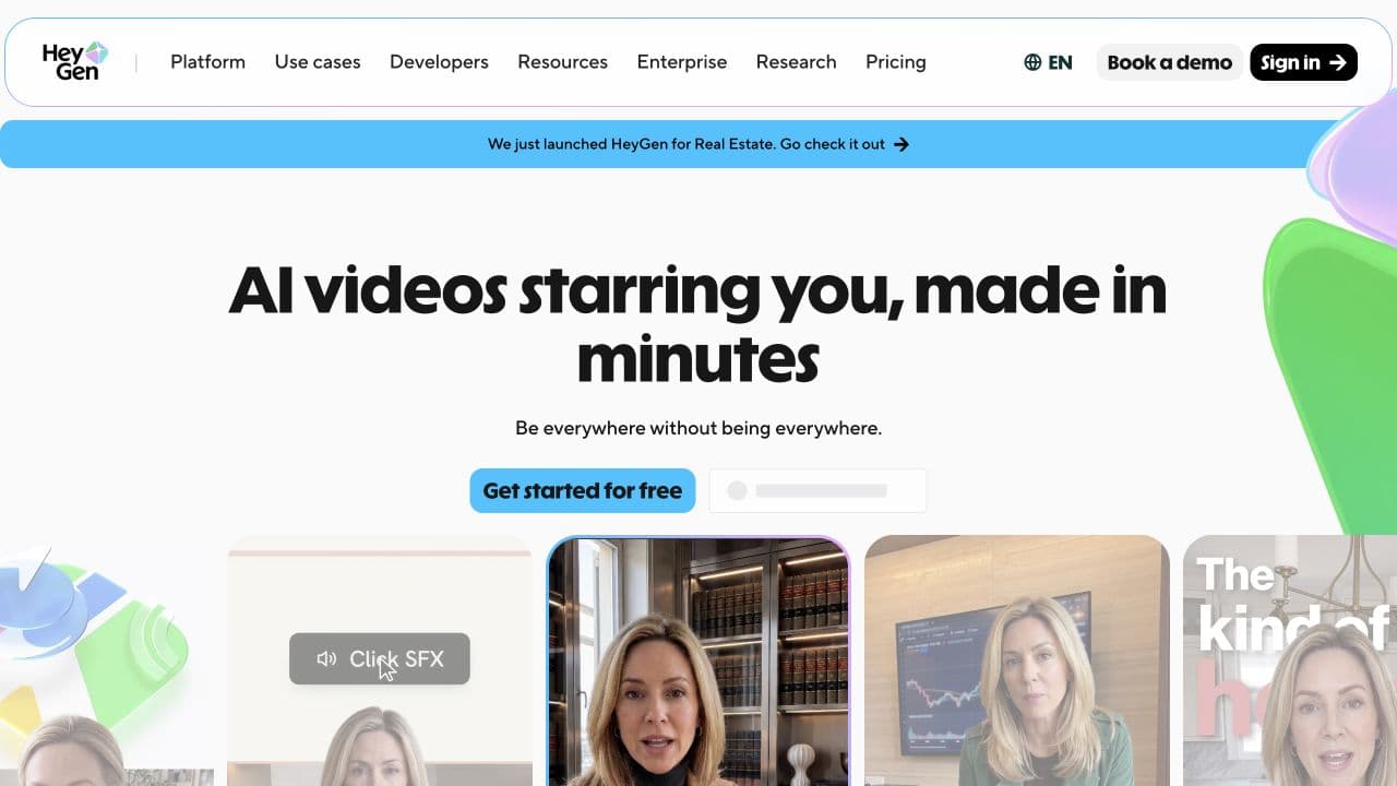 لقطة شاشة لموقع HeyGen