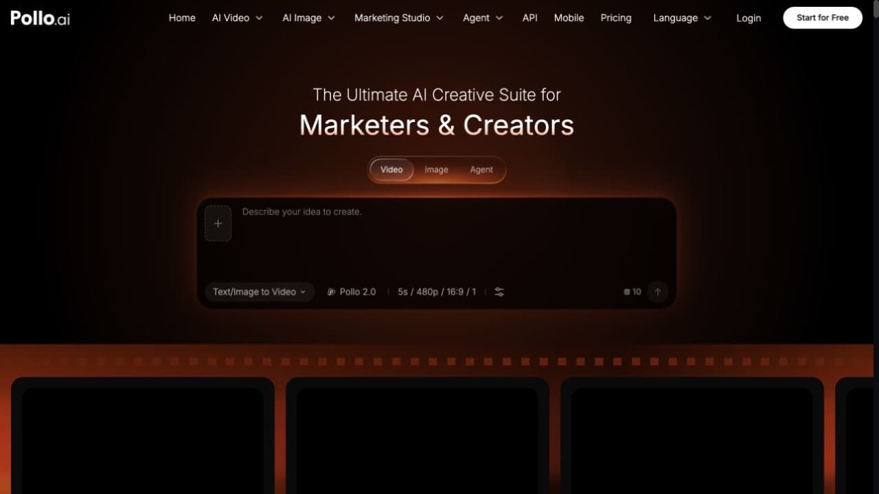 لقطة شاشة لموقع Pollo AI